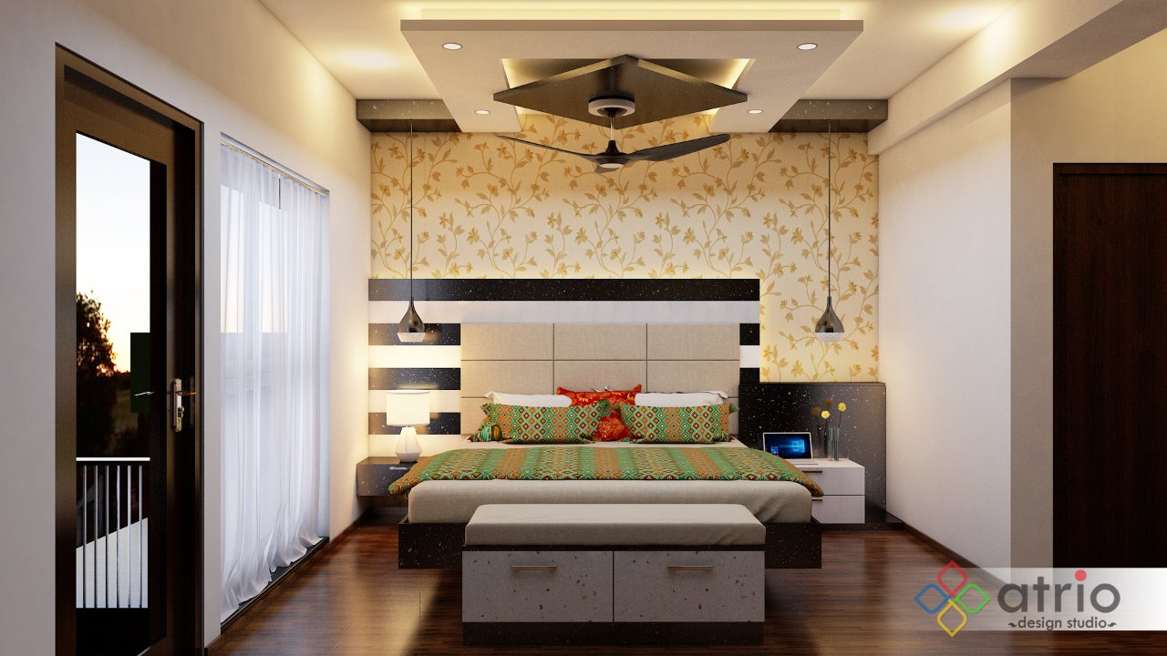 Master Bedroom Built-In Bed and False ceiling