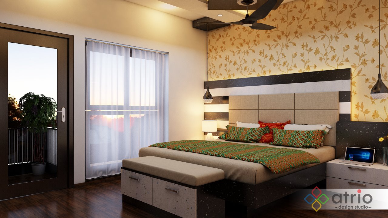 Master Bedroom Built-In Bed and False ceiling