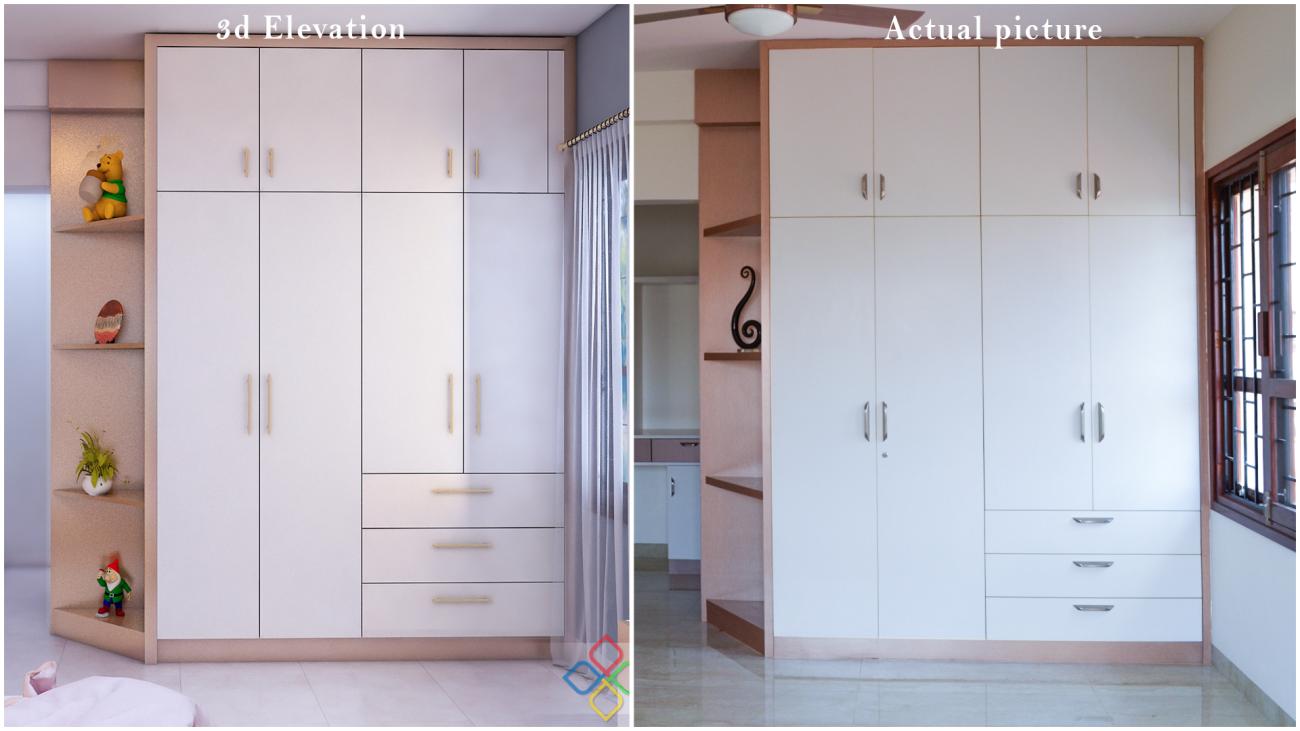 Wardrobe - Openable Doors with Corner Shelves