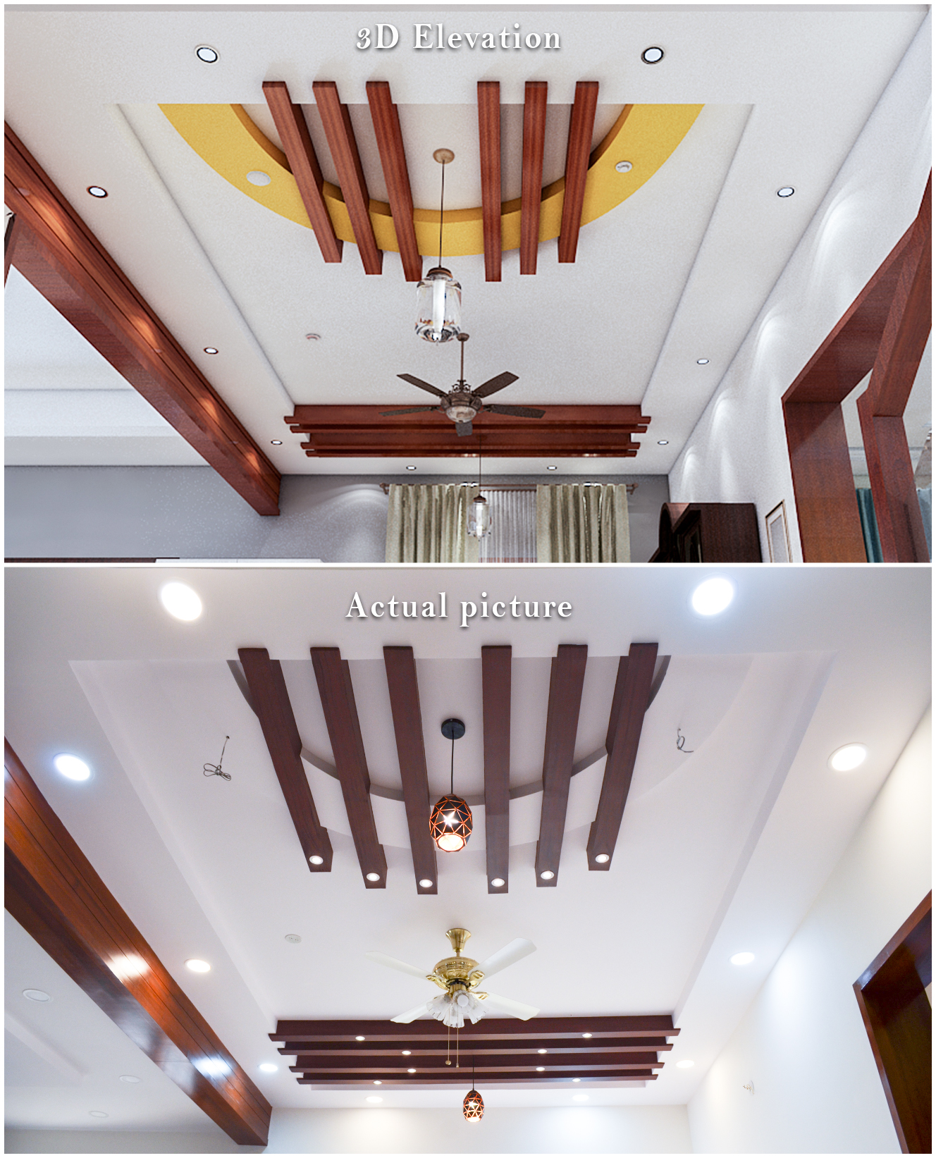 False Ceiling Design with Wooden Battens